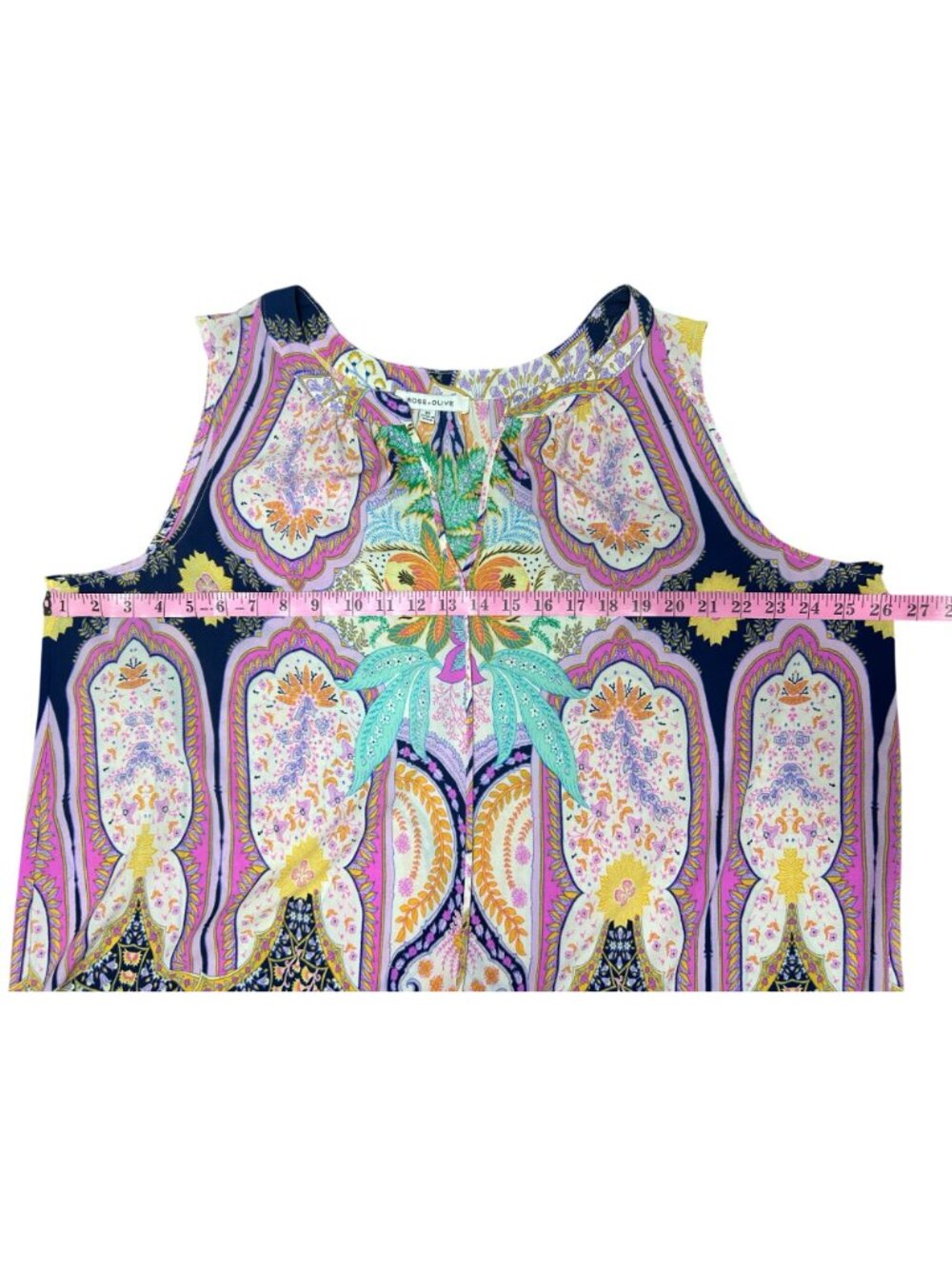 Rose + Olive Womens Sleeveless Boho Paisley Print Blouse Top 2X Multicolor - Picture 6 of 8